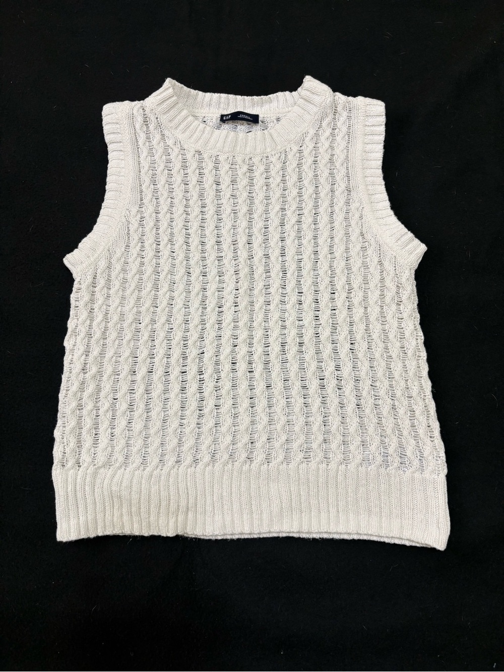 GAP linen blend crew neck knit sleeveless sweater vest sz XS